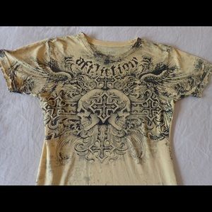 Fedor Barnett Affliction Distressed Skull Shirt